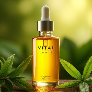 Vital Facial Oil with botanical background